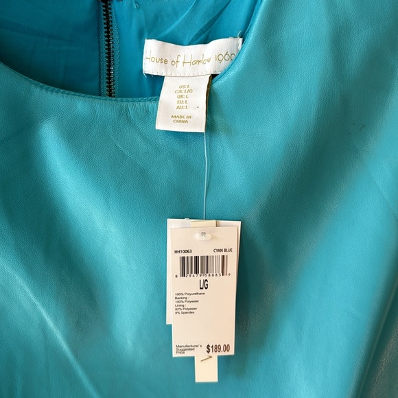 House of Harlow 1960 vegan faux leather sheath dress sleeveless - Picture 6 of 6